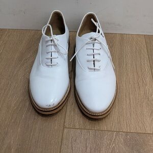 Classic White Leather Women Oxford Shoes